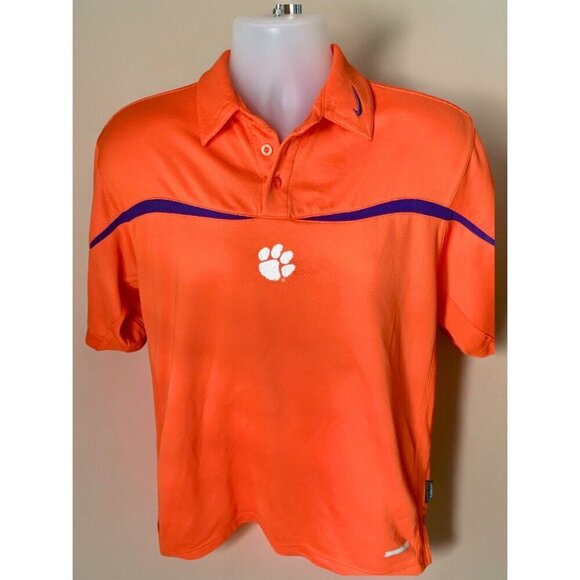 Nike Team Authentic Sphere Dry Polo Shirt Mens Small Orange Clemson Tiger Logo - Picture 7 of 9